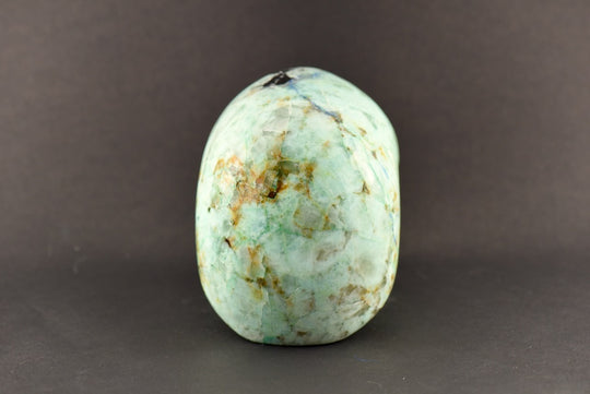 Chrysoprase Skull with Azurite